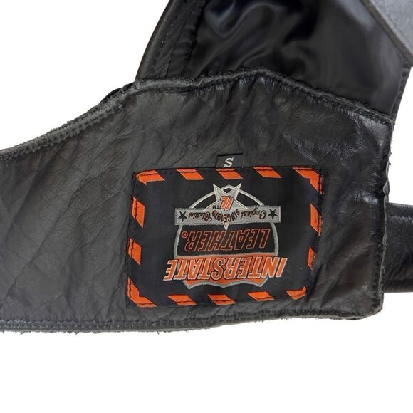Unisex Interstate Leather Black Motorcycle Biker Riding Chaps Adjustable S - Picture 4 of 16